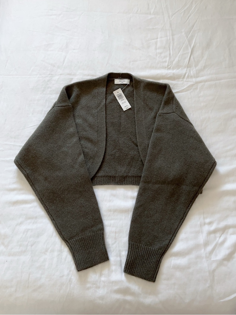 Price Firm NWT Aritzia 100% Cashmere Dark Olive Shrug Bolero Cardigan